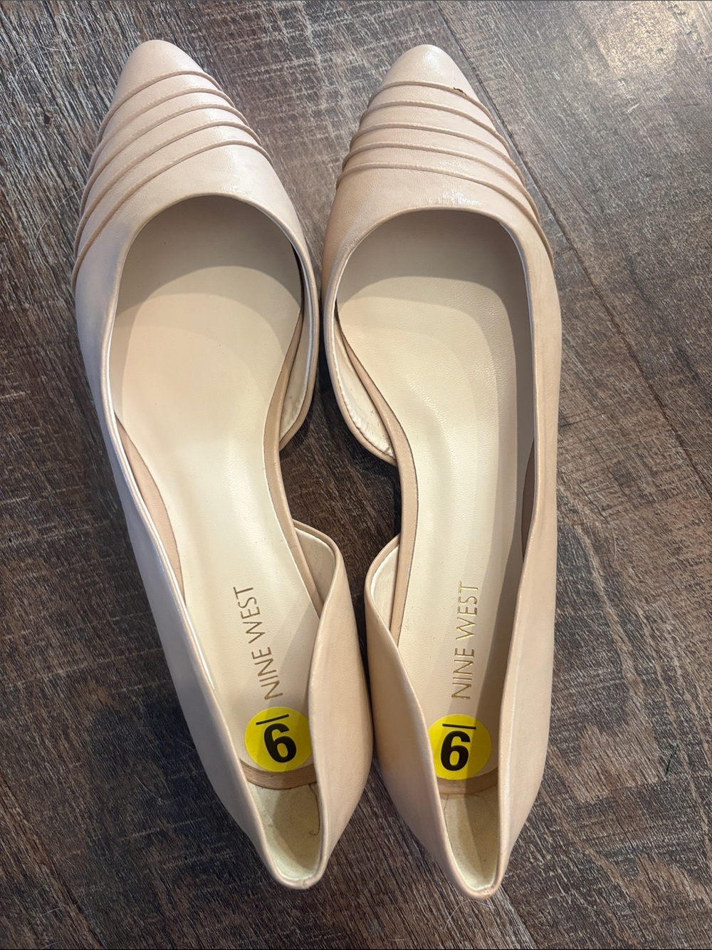 Nine West Beige Pointed Toe D'Orsay Flats